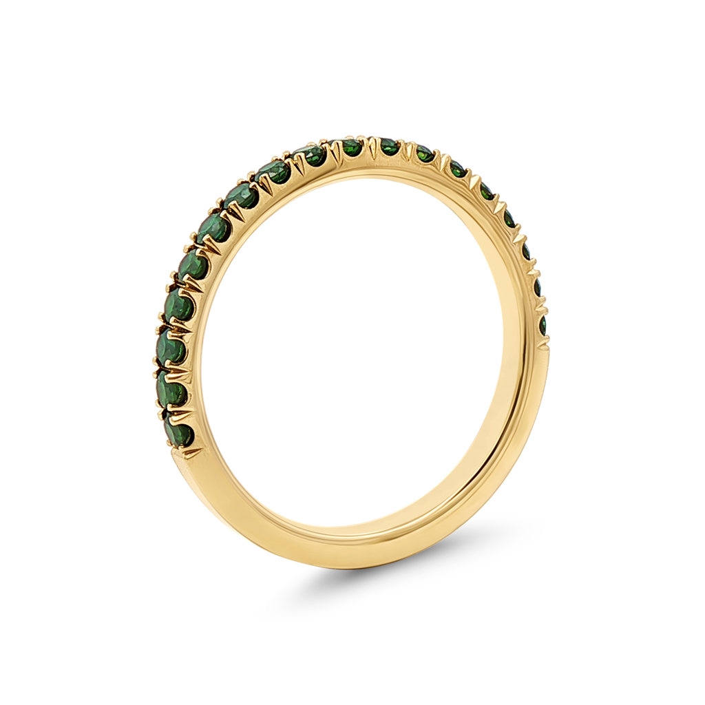 14K Yellow Gold Forest Green Natural Diamond Band – 0.46ctw, RN-149, Size 6.5, 2.7g