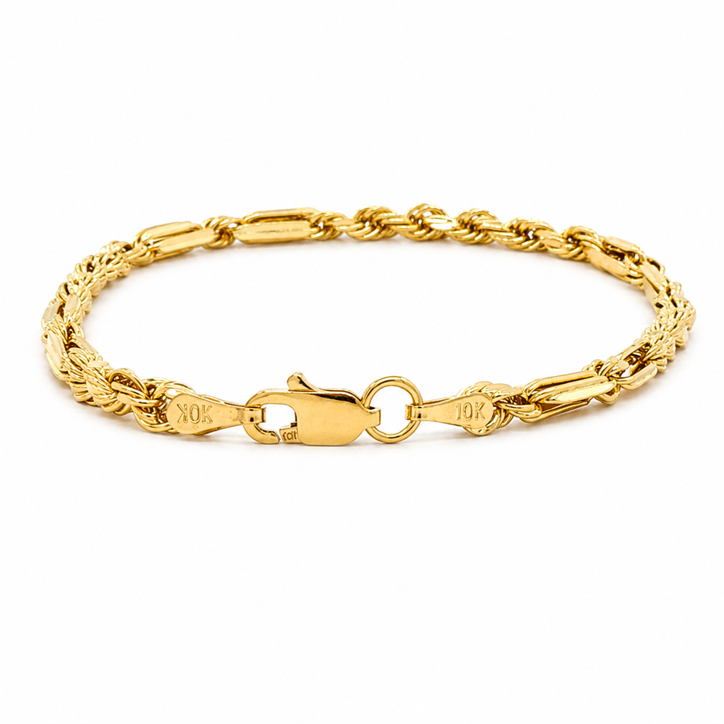 Estate 10K Yellow Gold Fancy Rope Bracelet – 7.5"