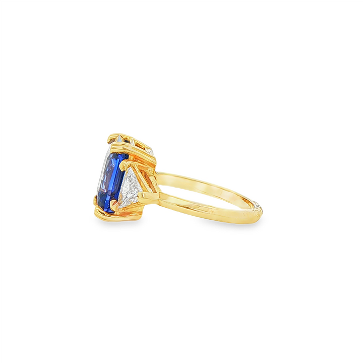 14K Yellow Gold Octagonal Sapphire & Diamond Ring – 5.21ct Sapphire, 0.40ctw Diamonds