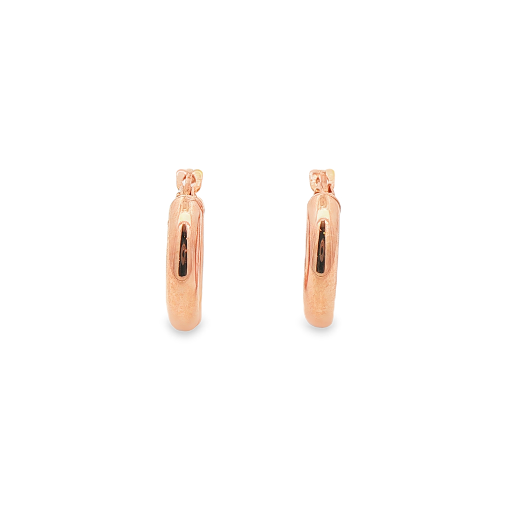 14K Rose Gold Tube Hoop Huggie Earrings – 12×2.6mm