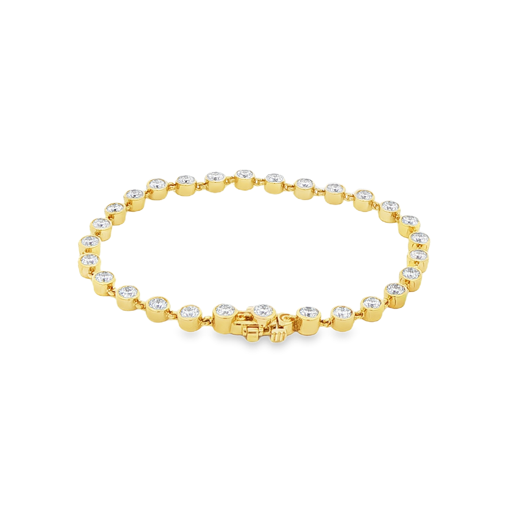 14K Yellow Gold Lab Diamond Link Bezel Bracelet – 4.10ctw