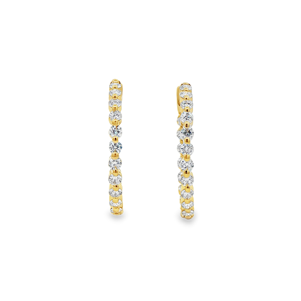 14K Yellow Gold Inside-Out Lab Diamond Hoop Earrings – 26.5x2.5mm, 2.10ctw, 5.5g