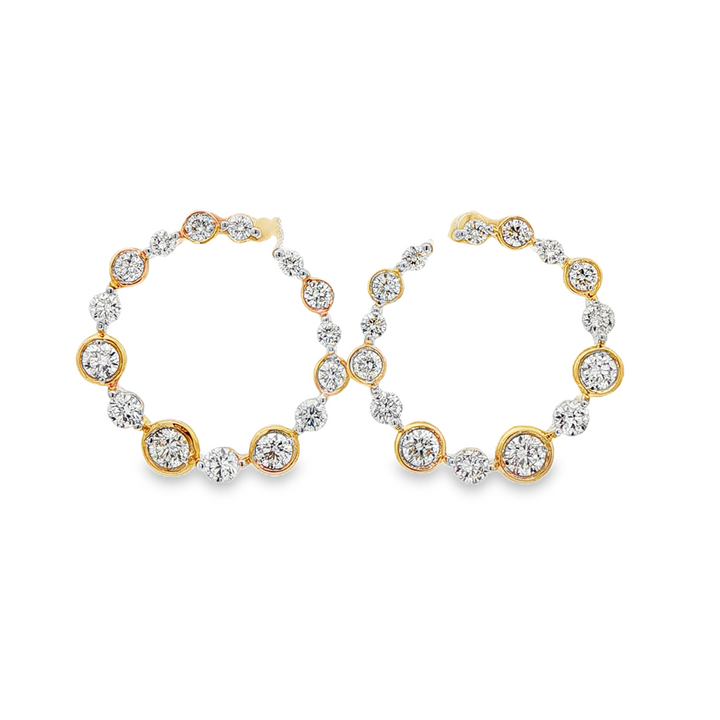 14K Yellow Gold Shared Prong Circle Diamond Stud Earrings – 1.46ctw.