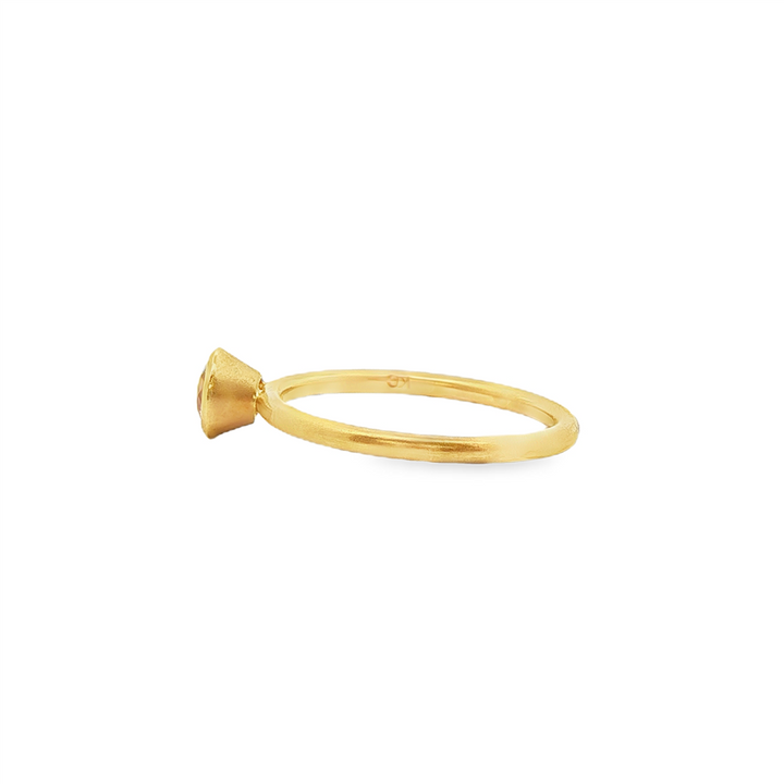 18K Yellow Gold Round Orange Sapphire Ring – 0.49ct