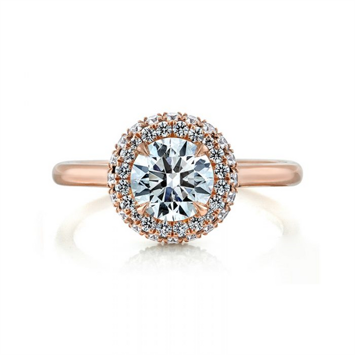 14K Rose Gold Diamond Halo Semi-Mount Engagement Ring 0.37ctw.