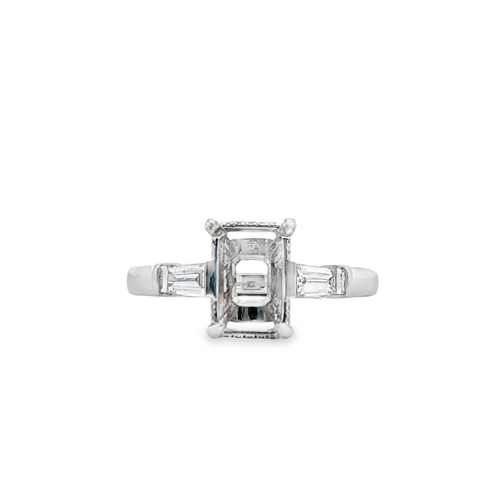 18K White Gold Three-Stone Diamond Semi-Mount Ring – 0.39ctw.