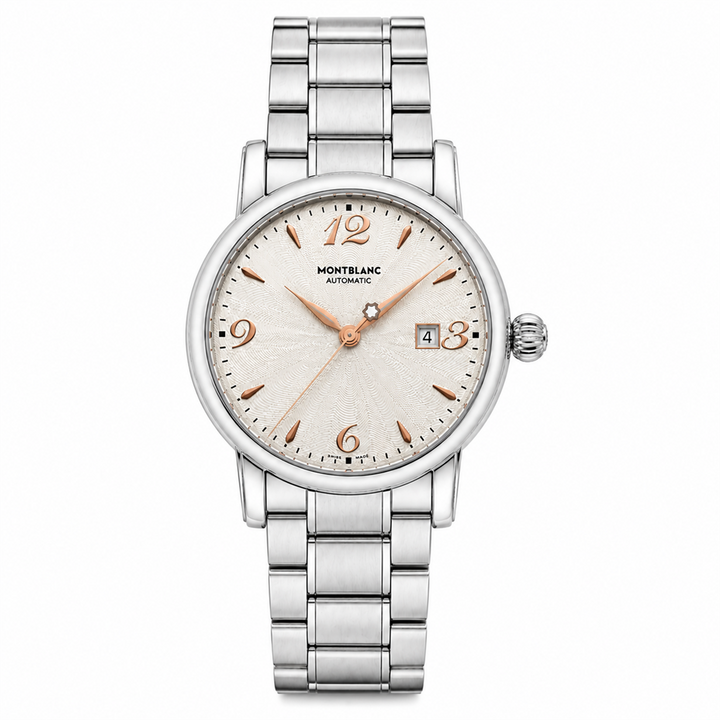 Montblanc Meisterstück 39mm Automatic Stainless Steel Watch 7190 White Dial with Box & Booklets