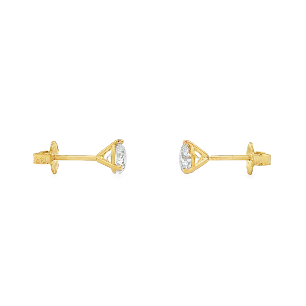 14K Yellow Gold Lab Diamond Martini Stud Earrings – 1.05ctw