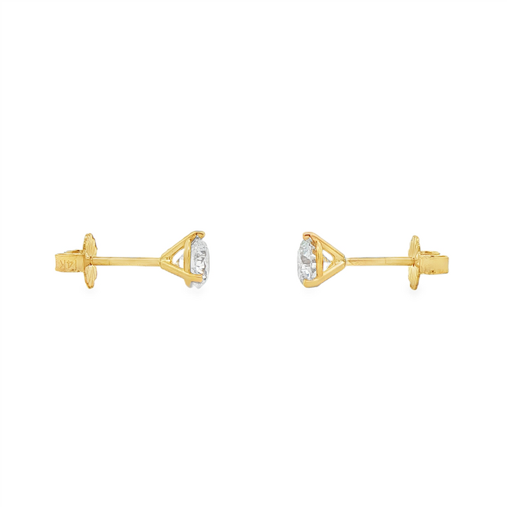 14K Yellow Gold Lab Diamond Martini Stud Earrings – 1.05ctw