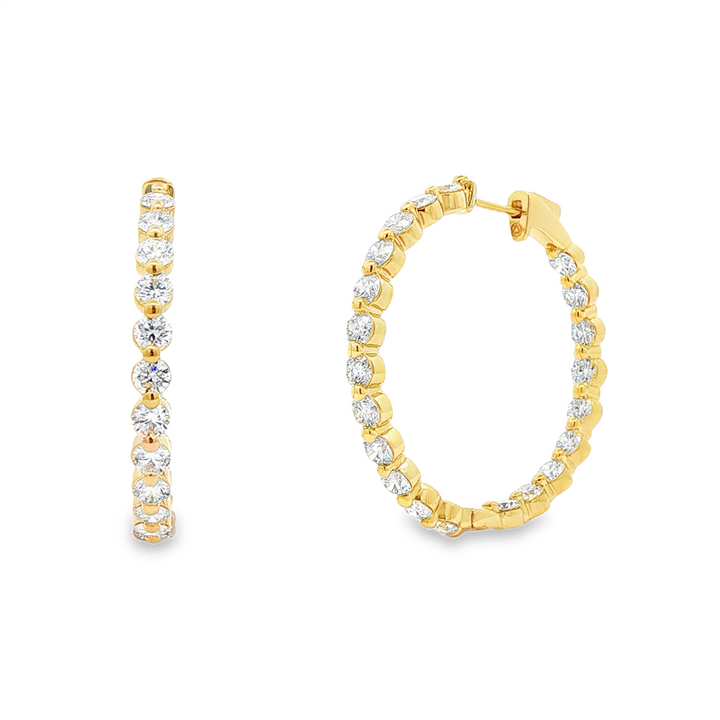 14K Yellow Gold 34mm Inside-Out Lab Grown Diamond Hoop Earrings – 5.47ctw.