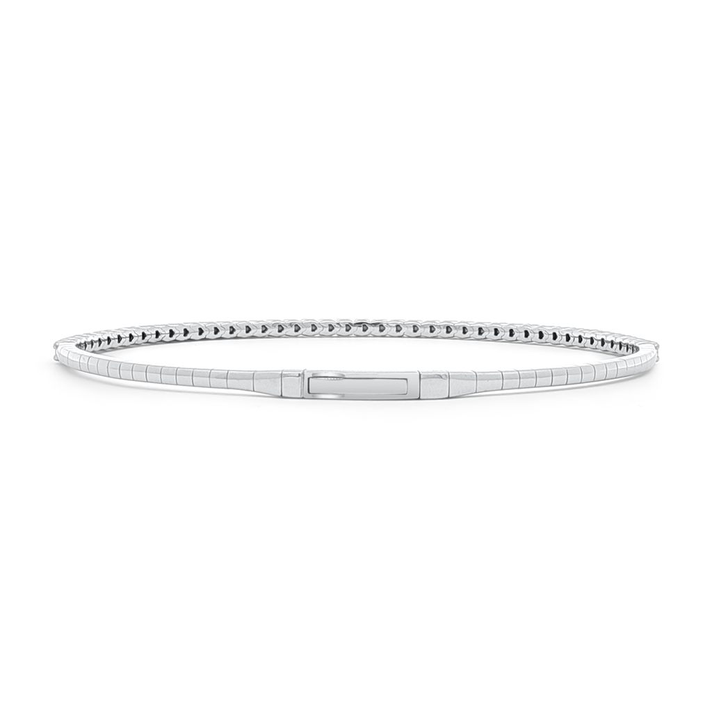 14K White Gold Diamond Flexi Bangle Bracelet - 0.75ctw.
