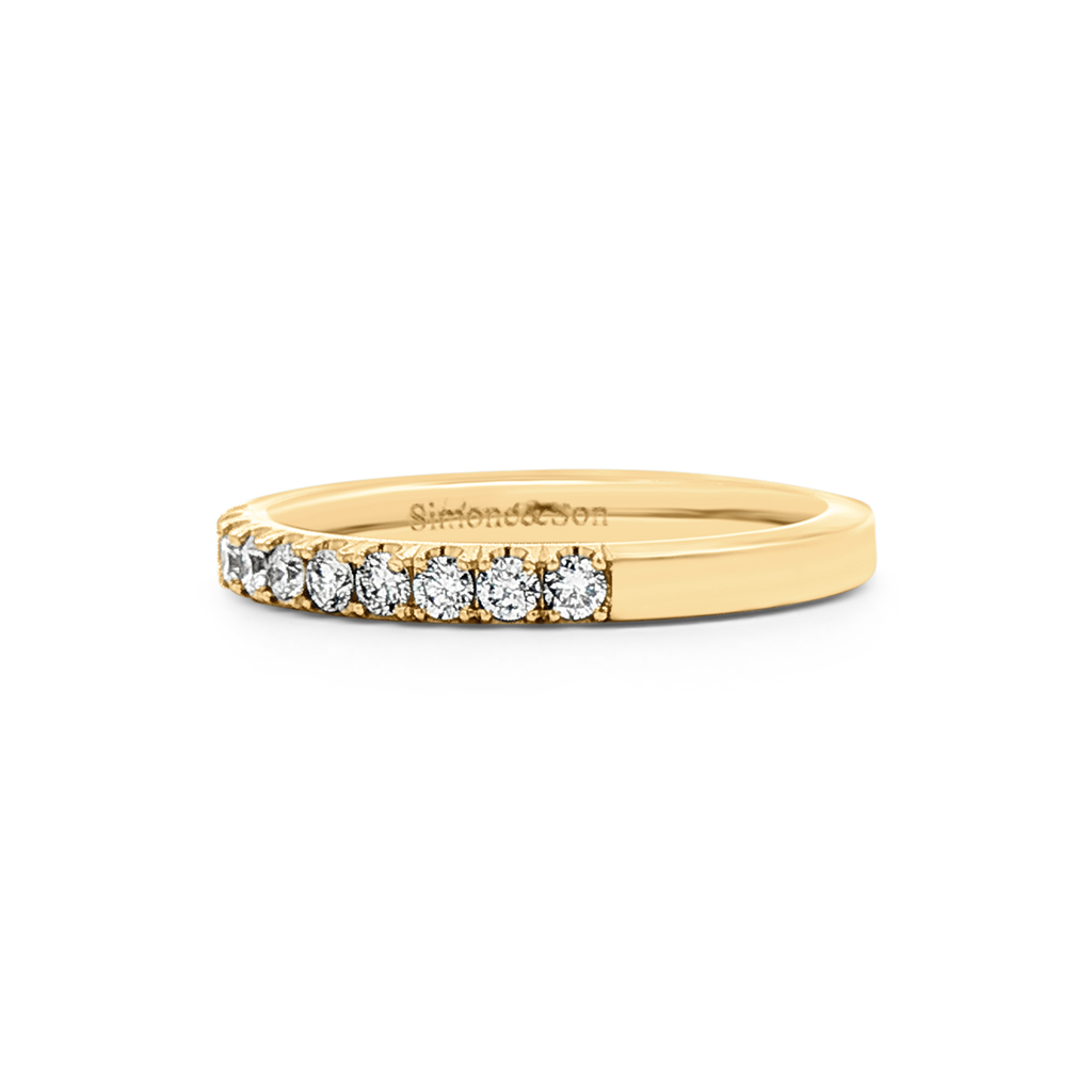 14K Yellow Gold 2.2mm Natural Diamond Half Eternity Band (RN-148) – 0.38ctw