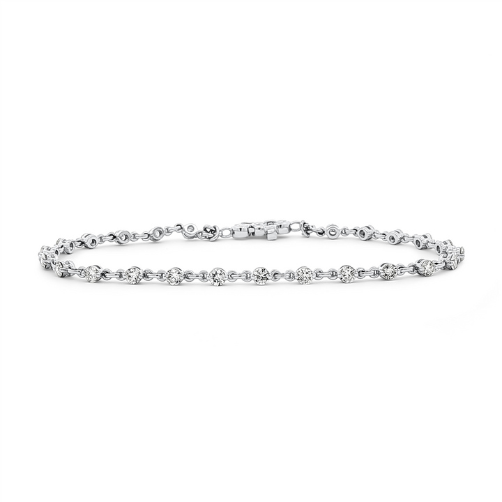 14K White Gold Diamond Shared-Prong Bracelet – 1.50ctw