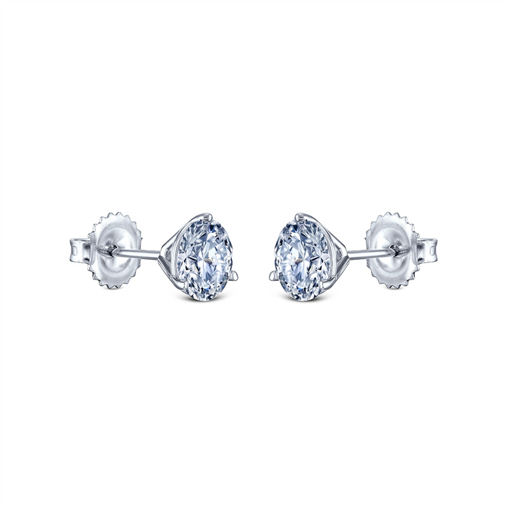 14K White Gold Round Lab Grown Diamond Stud Earrings – 3.00ctw.