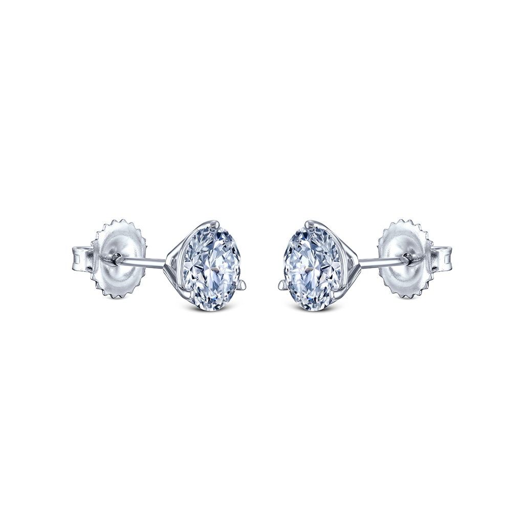 14K White Gold Round Lab Grown Diamond Stud Earrings – 2.95ctw.