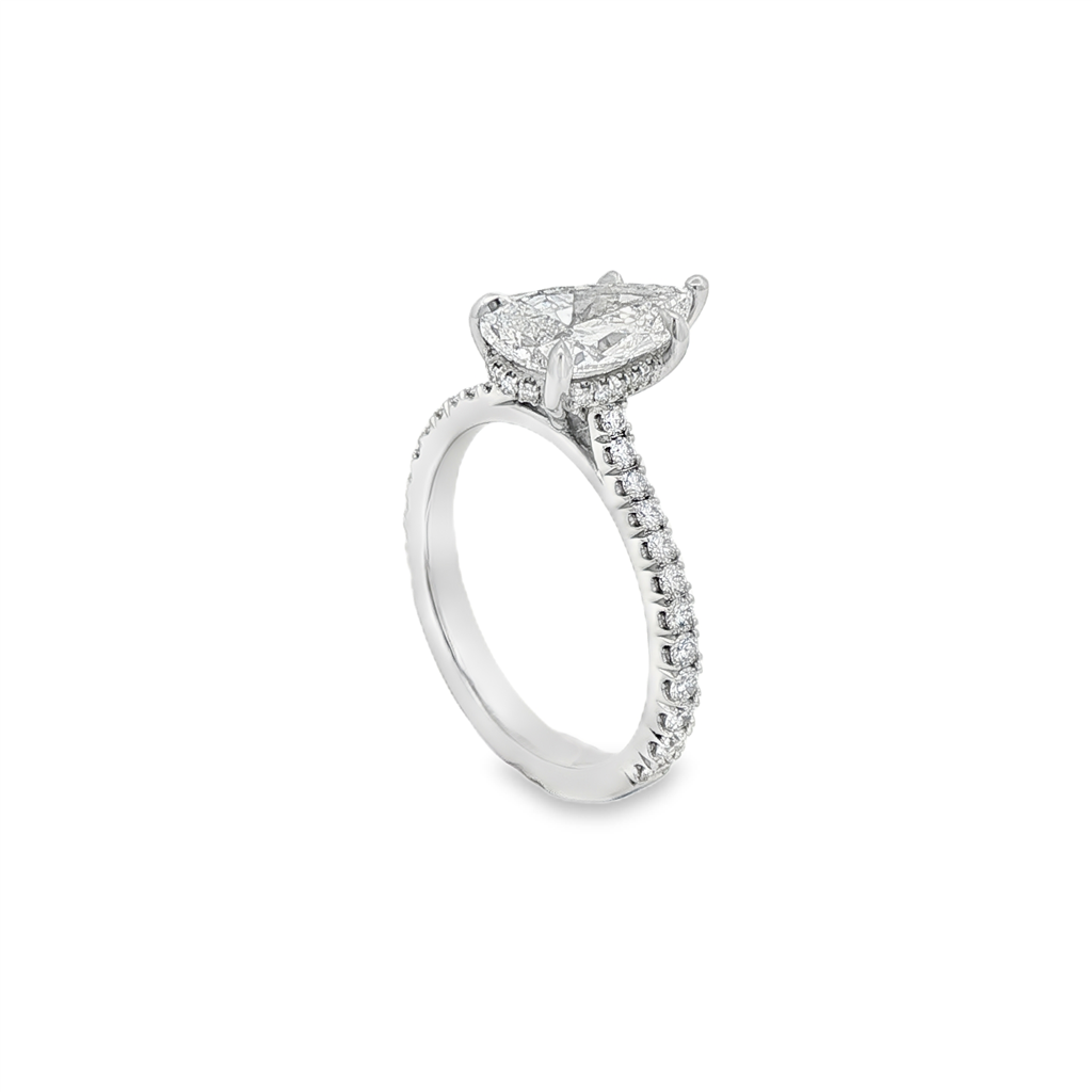 Platinum Hidden Halo Semi-Mount Engagement Ring – 0.44ctw.