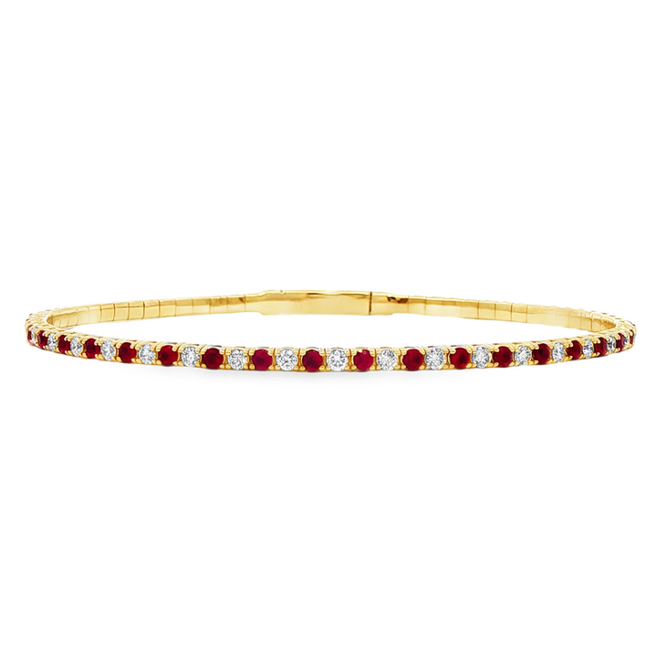14K Yellow Gold Ruby and Diamond Flexi Bracelet – 1.12ctw
