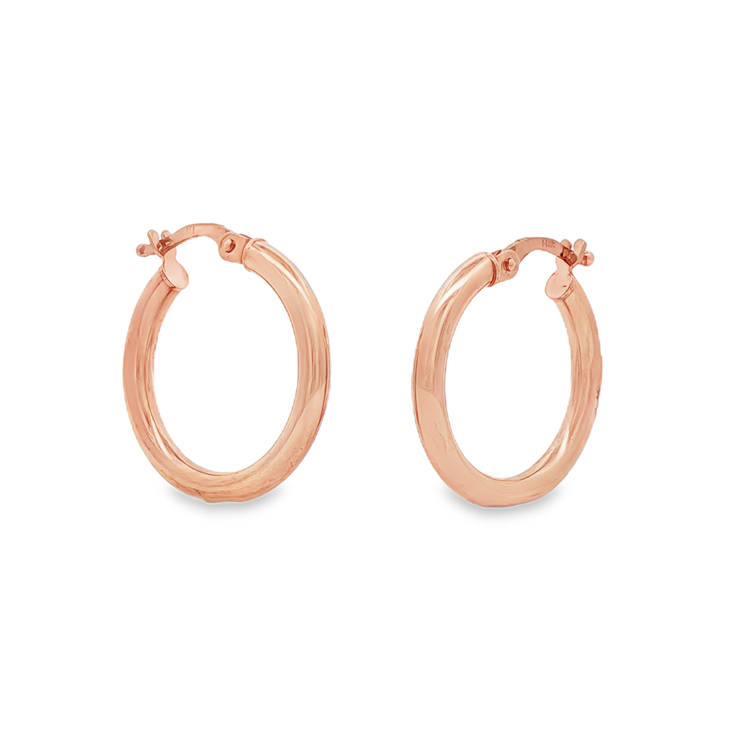14K Rose Gold Hoop Earrings 15x2.5mm – 1.4g
