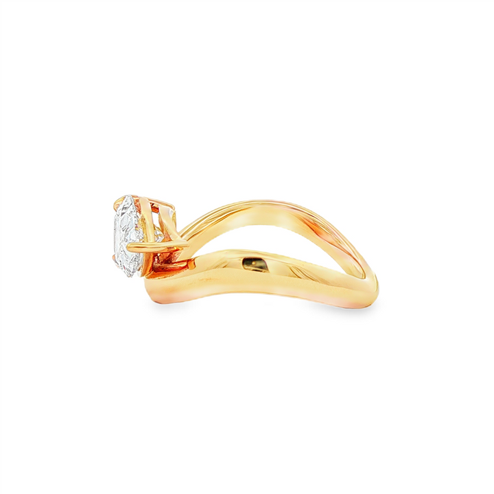 14K Yellow Gold Curved Lab Grown Diamond Engagement Ring – 2.07ctw