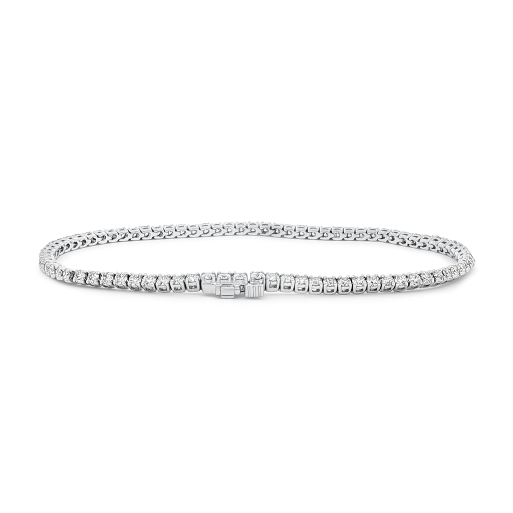 14K White Gold 2.2mm Natural Diamond Tennis Bracelet – 2.50ctw.