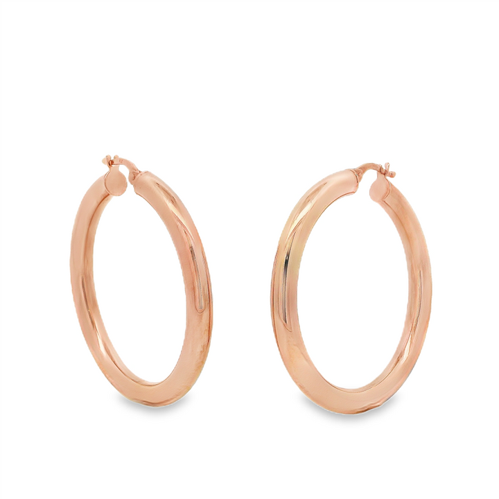 14K Rose Gold 30x4mm Hoop Earrings – 3.8g