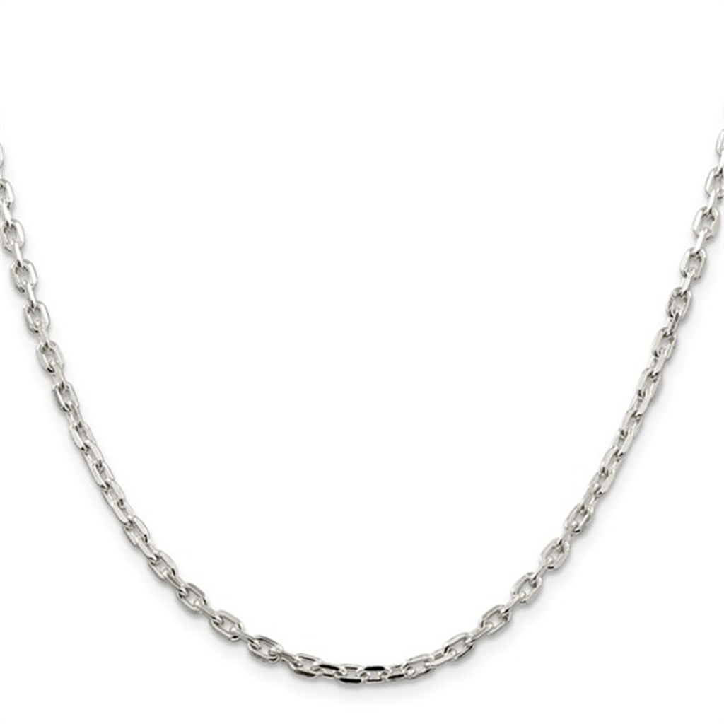 Sterling Silver Beveled Oval Cable Chain – 3.25mm, 20"