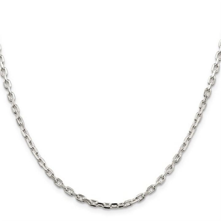 Sterling Silver Beveled Oval Cable Chain – 3.25mm, 20"