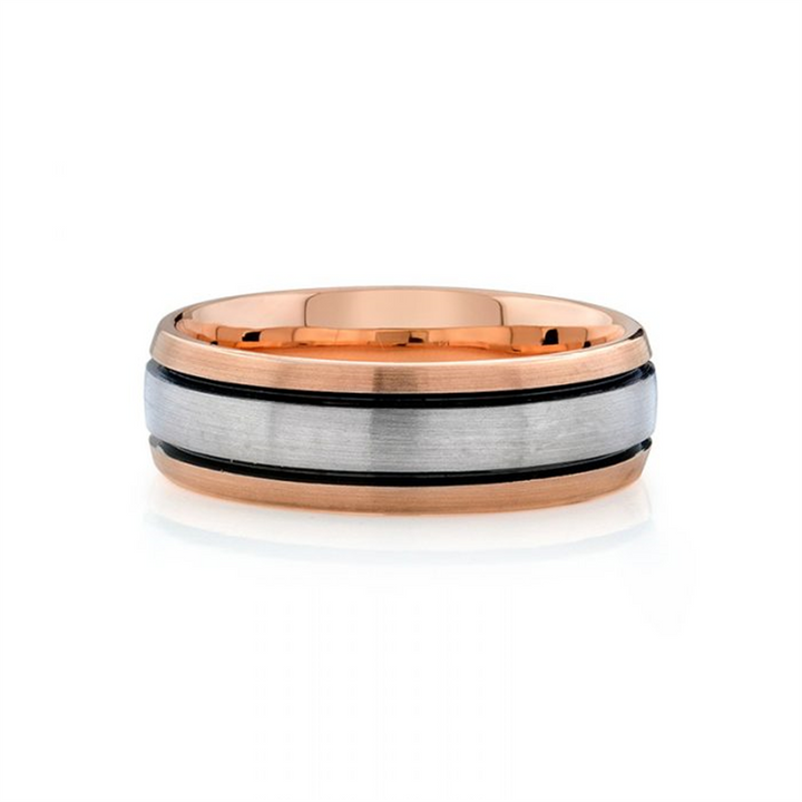 14K Rose & Grey Gold 7mm Men's Wedding Band