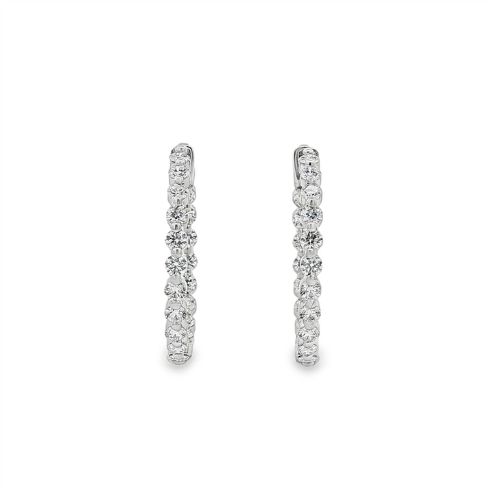 18K White Gold Natural Diamond Hoop Earrings – 2.16ctw, Hearts & Arrows, 26.5 x 27.2mm, 6.4g