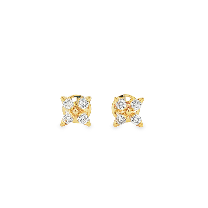 14K Yellow Gold Butterfly Natural Diamond Stud Earrings – 0.37ctw, 6.5mm, 1.8g