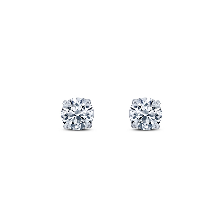 18K White Gold Threaded Back Diamond Studs 2.03ctw.