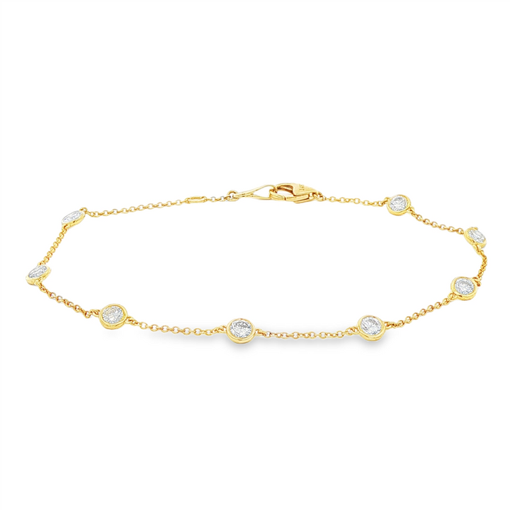 14K Yellow Gold Natural Diamond By-the-Yard Bracelet – 1.00ctw, 7.25", 1.5g