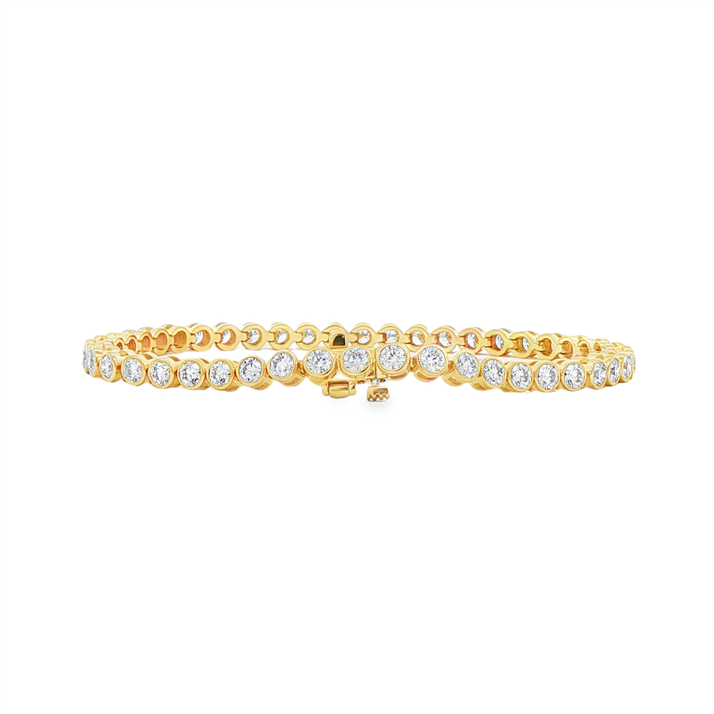 14K Yellow Gold Lab-Grown Bezel Diamond Tennis Bracelet – 4.90ctw