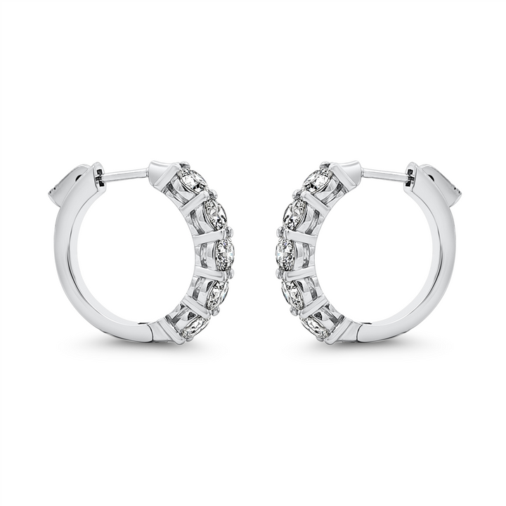 14K White Gold 19mm Lab Grown Diamond Hinged Hoop Earrings – 2.43ctw.