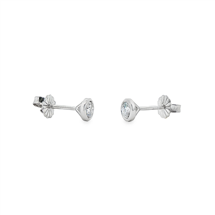 14K White Gold Lab Diamond Bezel Stud Earrings – 0.51ctw.