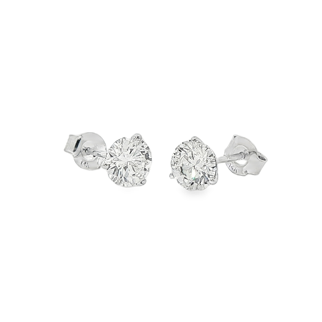 14K White Gold Lab Grown Diamond Stud Earrings – 2.00ctw.