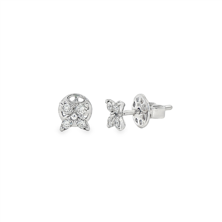 14K White Gold Butterfly Natural Diamond Stud Earrings – 0.24ctw.