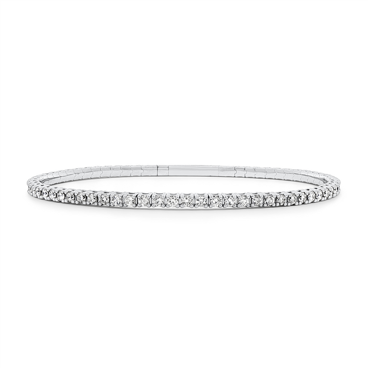 14K White Gold Natural Diamond Flexi Bangle – 2.00ctw.