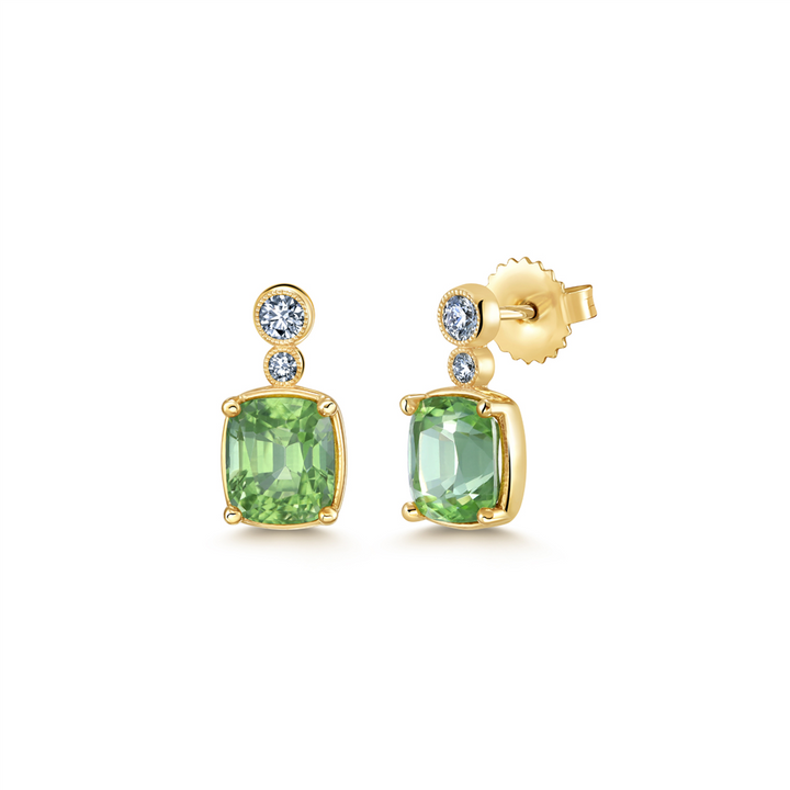 14K Yellow Gold Peridot & Diamond Earrings