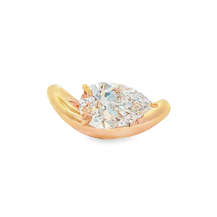 14K Yellow Gold Curved Lab Grown Diamond Engagement Ring – 2.07ctw
