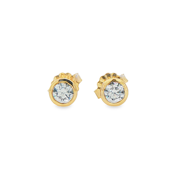 14K Yellow Gold Lab Diamond Bezel Stud Earrings – 0.53ctw, VVS2–VS1, D–E