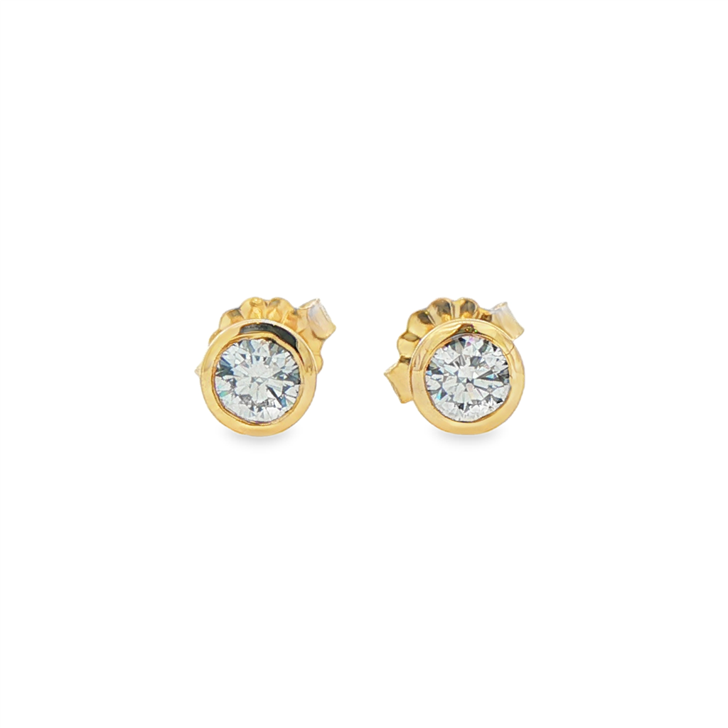 14K Yellow Gold Lab Diamond Bezel Stud Earrings – 0.78ctw, VVS2–VS1, D–E, 1g