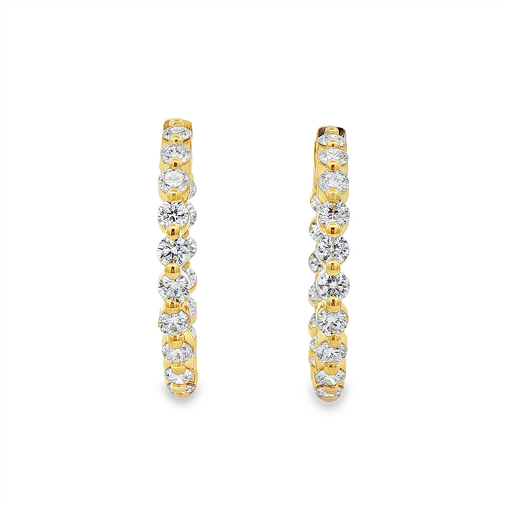 14K Yellow Gold Inside-Out Lab Diamond Hoop Earrings – 27.3x3mm, 3.03ctw, 7.8g