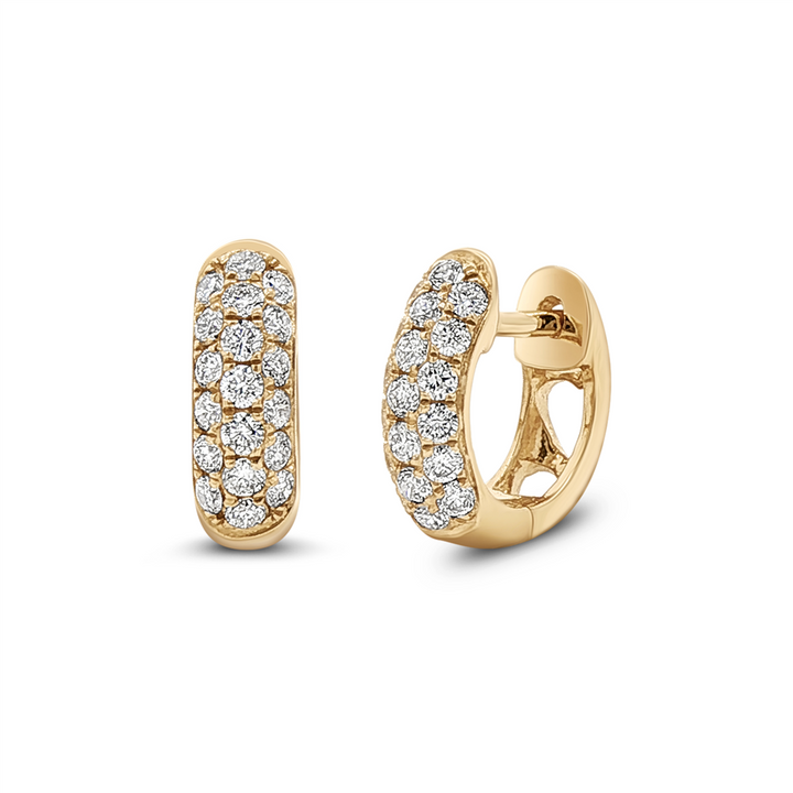14K Yellow Gold 11x3.7mm Natural Diamond Huggie Earrings – 0.52ctw.