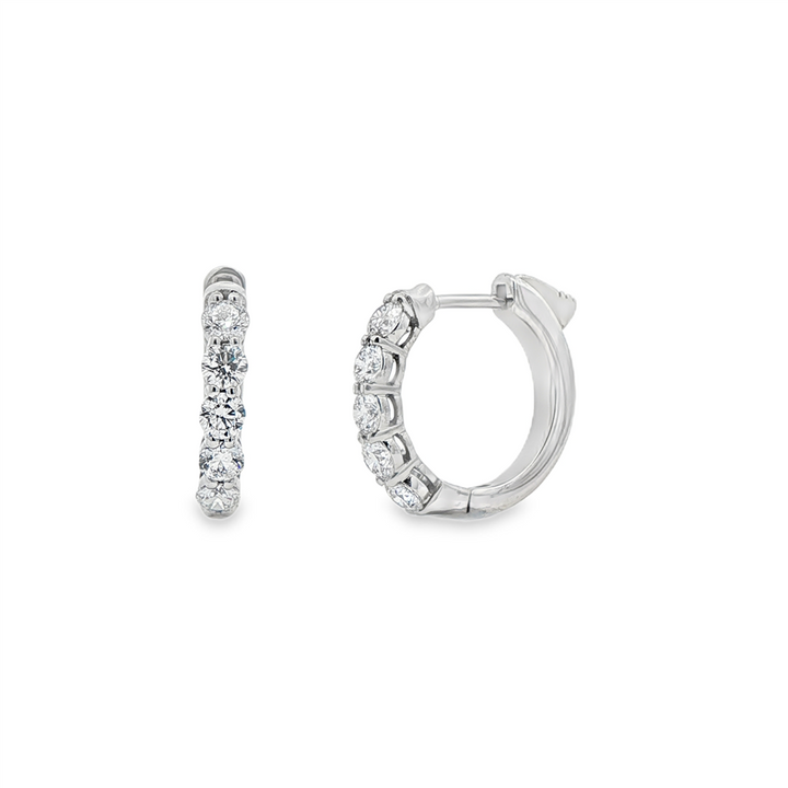 14K White Gold Lab Diamond Hoop Earrings – 1.05ctw, 16x3.1mm, DEF VS–VVS, 4.7g