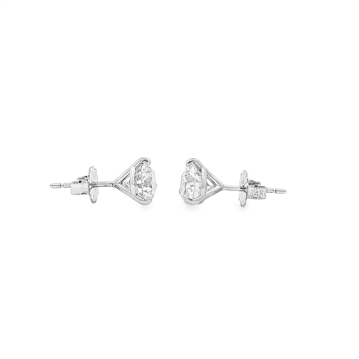 14K White Gold Natural Diamond Martini Stud Earrings – 2.25ctw I/SI2 (GIA Certified)