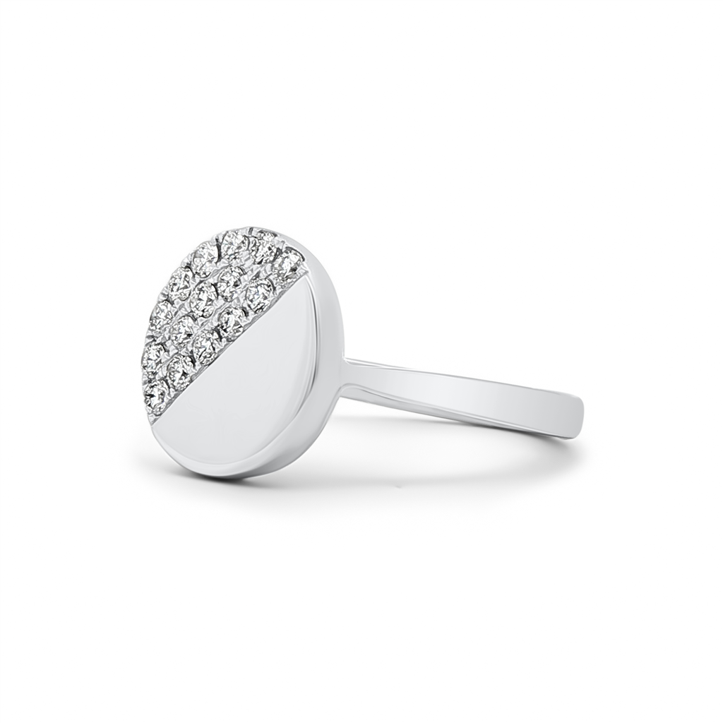 14K White Gold Half Diamond Circle Ring – 0.30ctw.