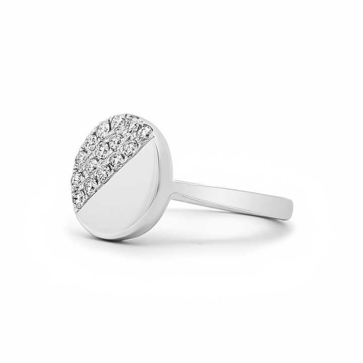 14K White Gold Half Diamond Circle Ring – 0.30ctw.