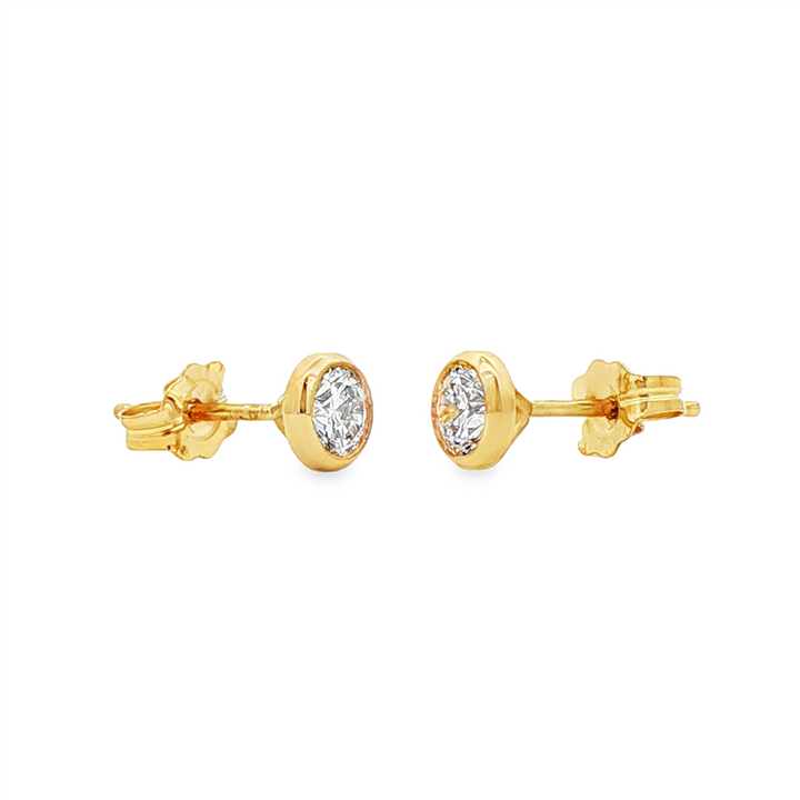 14K Yellow Gold Lab Grown Diamond Bezel Stud Earrings – 0.50ctw.