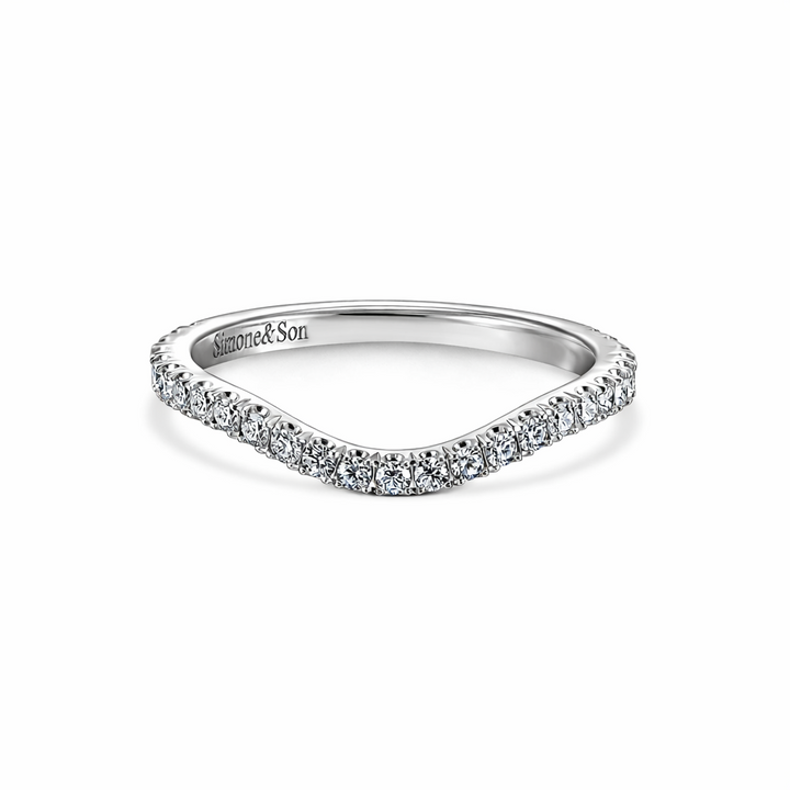 14K White Gold Curved Diamond Wedding Band - 0.38ctw.